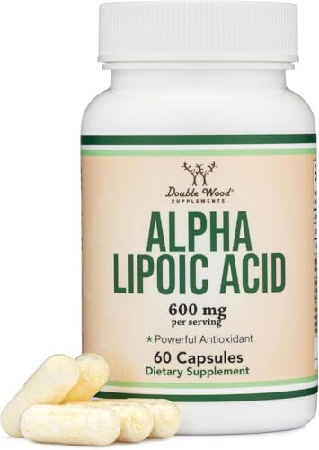 Alpha Lipoic Acid 600mg per Serving, 60 Capsules (Third Party Tested, Non-GMO, Gluten Free, Vegan...