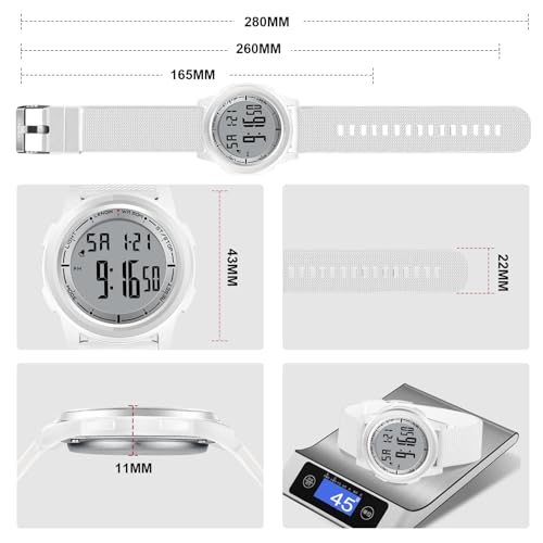 Image of HANPOSH Mens Digital Watch Ultra Thin Minimalist Sports Waterproof Outdoor LED Screen Large Face Wrist Watches for Men with Back Light Alarm Date Stopwatch