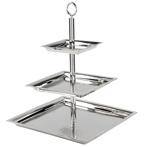 Fink 3-stöckige Etagere 34x34 cm eckiges Stufentablett Edelstahl...