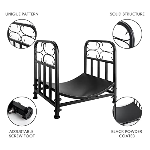 Firstgo-Tech Wrought Iron Log Rack, Firstgo 17Inch Firewood Rack Indoor For Fireplace, Heavy Duty Log Storage Bin For Indoor Outdoor Patio, Stove And Fire Pit, Black #TOP1