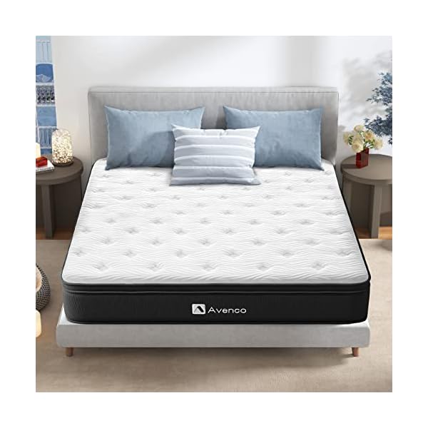 Avenco Matelas 90×200, Hauter 20 cm, Matelas Hybride à Ressorts en Mousse à Mémoire de Forme Gel, Matelas de Respirant avec Certifiée CertiPUR-US, Soutien des Bords, Matelas à Ressorts Indépendant