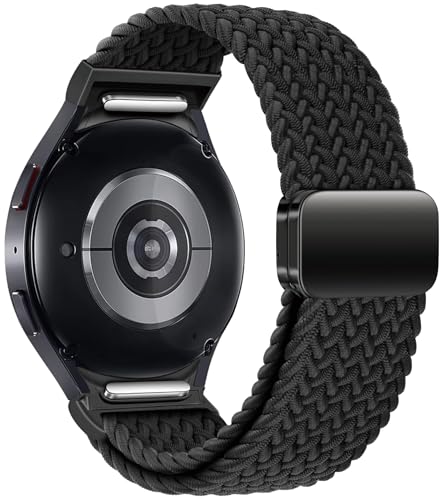 Nylon Bands for Samsung Galaxy Watch 7 6 5 4 FE 40mm 44mm/6 Classic 43mm 47mm/4 Classic 42mm 46mm/5 Pro 45mm,One Click Attachment,No Gap Magnetic Fabric Braided Strap for Galaxy Watch Band Women Men
