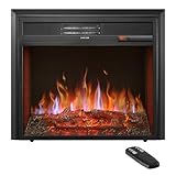 26' Electric Fireplace Inserts - Recessed Fire Place Electric Fireplace Heater for Living Room, Remote Control, 6 Brightness Settings, 8H Timer, 750 | 1500W, (26' W x 22' H) Black