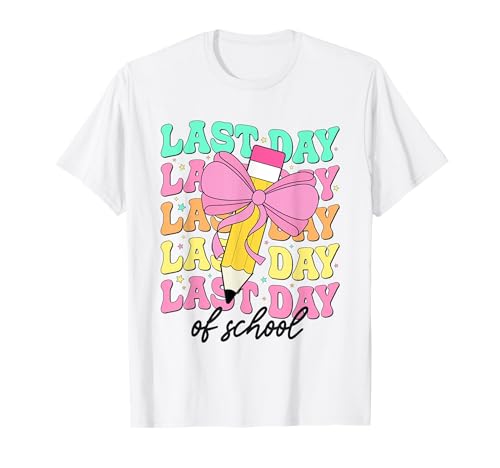 Last Day Of School Girls End Of School Pencil Coquette Bow T-Shirt