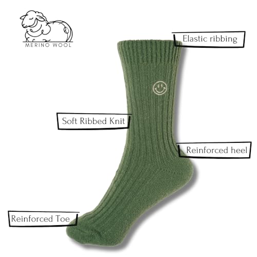 Image of Merino Wool Socks For Women, Set in Gift Craft Box Ribbed Design, Soft, Breathable, Winter Socks for Hiking, Comfort, Durable