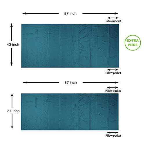 Browint Silk Sleeping Bag Liner, Silk Sleep Sheet, Sack, Extra Wide 87"X43", Lightweight Travel And Camping Sheet For Hotel, More Colors For Option, Reinforced Gussets, Pillow Pocket #TOP3