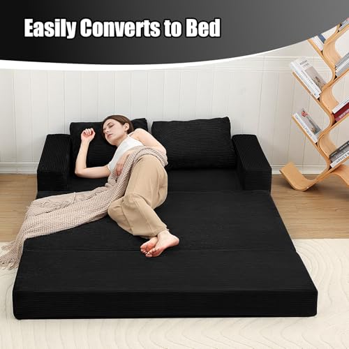 Image of COMAX Futon Sofa Bed, Convertible Sofa Bed, Folding Boneless Couches | Boneless Couch for living room, 4‑in‑1 Fold Out Small Foldable Loveseat Floor Sleeper Mattress Lounge Space‑Saving