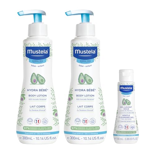 Image of Mustela Baby Skincare Combo - Buy 2 Mustela Hydra Bebe Body Lotions (300ml) & Get 1 Gentle Cleansing Gel (100ml) | Gentle Daily Care