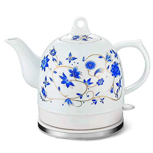 KANBUN Kettle- Electric Ceramic Kettle Non-Plastic Kettle, Blue Pattern Present