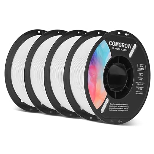 Comgrow PLA 3D Printer Filament, 3D Printer PLA Filament 1.75mm, Dimensional Accuracy +/- 0.02 mm, 4 Rolls of 1KG Spool PLA White