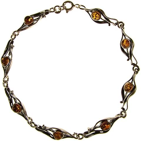 8" inch/20cm baltic amber and sterling silver 925 ladies' cognac bracelet jewellery jewelry Cover