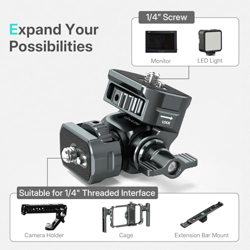 Leaplumin Field Monitor Mount Monitor Holder,1/4\" Screw for 5\" & 7\" Field Monitor Mount Support 360° Swivel &180° Tilt Adjustment,Aluminum Camera Monitor Mount for Camera/Phone Cage