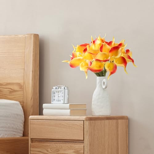 Image of SITUMEIZI 24 Pcs Orange Fake Flowers Artificial Calla Lily