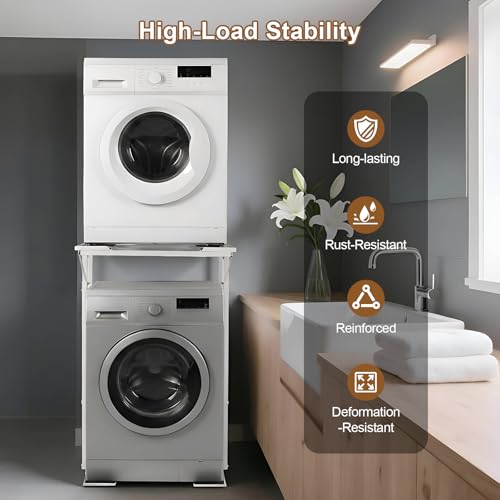 Portable Washer and Dryer Stand, Washer Dryer Stacking Rack Heavy-Duty, Space-Saving Rack for Portable Washer and Dryer, Double-Layer Laundry Shelf Fits Most Machines by YeeJinHong - Image 5