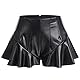 Ledershorts Damen Sexy Wetlook Lack und Leder Mini Lederrock Shorts Frauen Hotpants Festival Rave Techno Pole Dance Outfit Lara Croft Kostüm Halloween Karneval Party Faschingskostüme Schwarz 10 XL