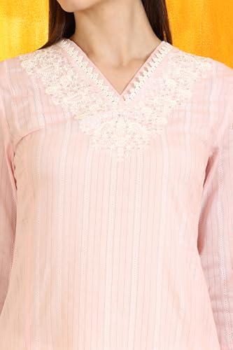Image of W for Woman Embroidered Cotton Lurex Straight Kurta Size: