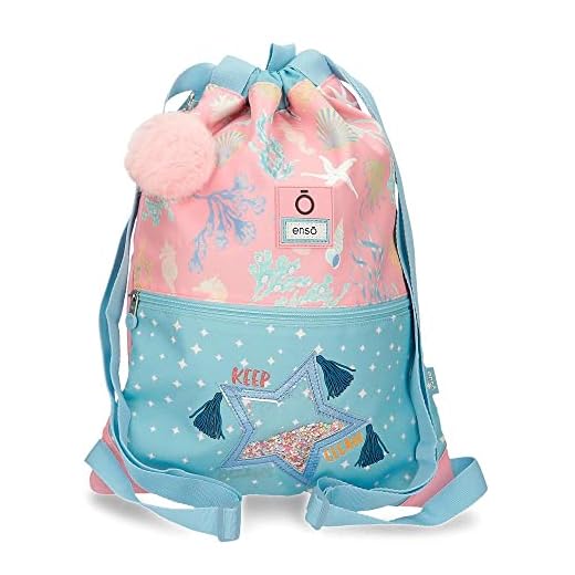 Enso Keep The Oceans Clean Mochila Saco Con Cremallera Azul 35x46 cms Poliéster