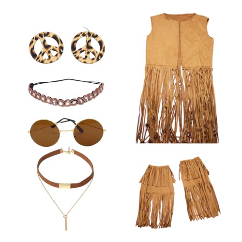 Boucles d'oreilles et bandeau pour costume hippie femme prêt à enfiler
