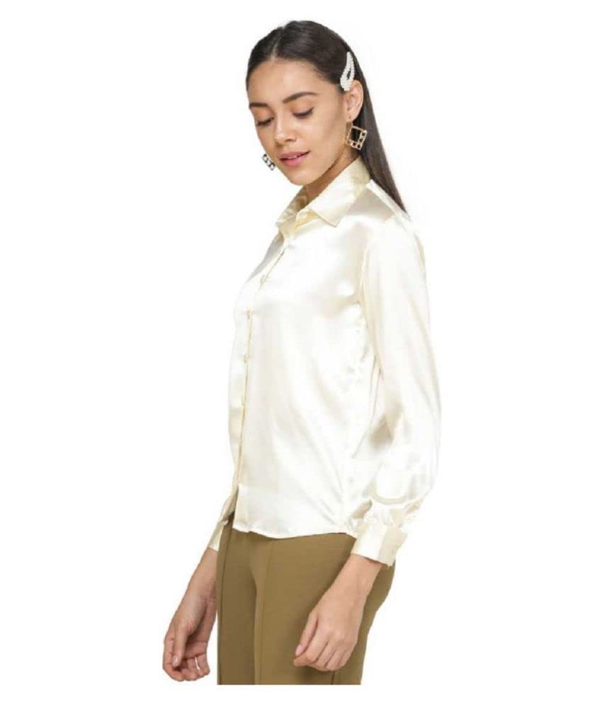 Image of Bowrain Satin Silk Fabric Spread Collar Full Sleeve Top Shirt for Women and Girl