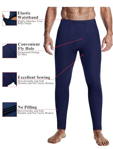 Ekouaer Men's Long Johns Thermal Underwear Comfy Soft Elastic Fabric Base Layer Set Cold Weather Warm Top and Bottom3
