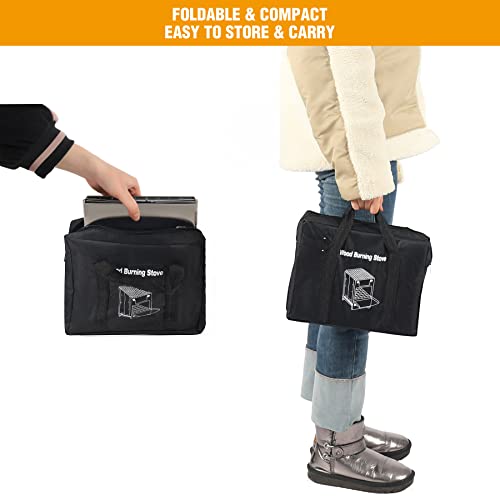 Lineslife Folding Wood Burning Camping Stove, Stainless Steel Portable Wood Stove Backpacking With Grill And Carry Bag For Outdoor Cooking, Silver #TOP5