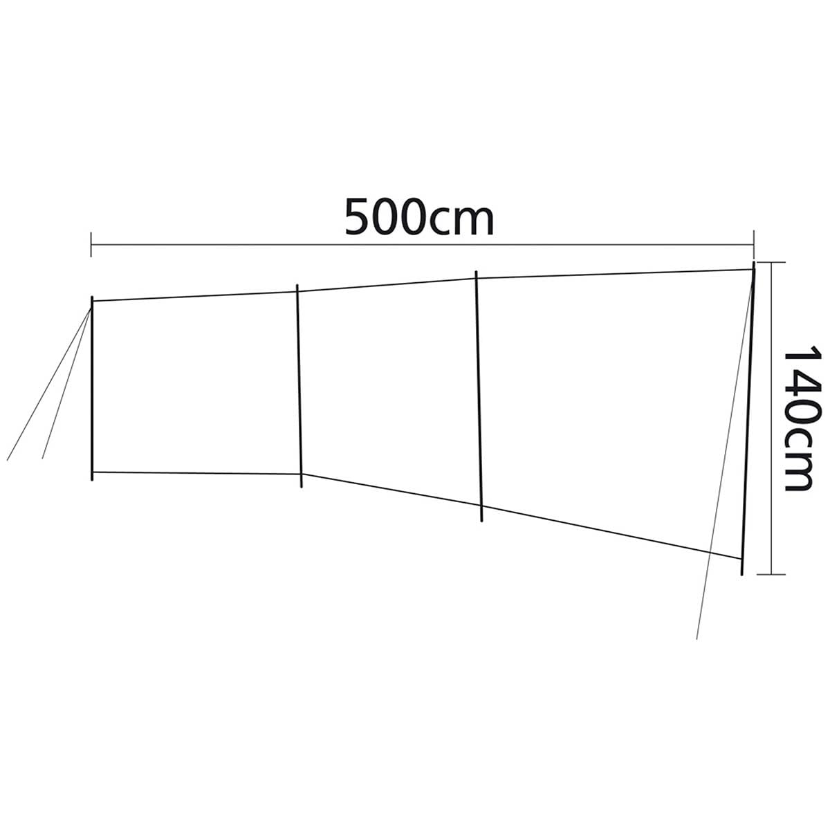 Bo-Camp Solidna ochrona przed wiatrem 500 x 140 cm, na kemping, XL, do ogrodu, na plażę