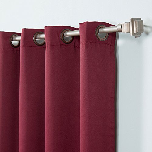 Best Home Fashion Basic Thermal Insulated Blackout Curtains - Antique Bronze Grommet Top - Burgundy - 52" W X 90" L – No Tie Backs (Set Of 2 Panels) #TOP3