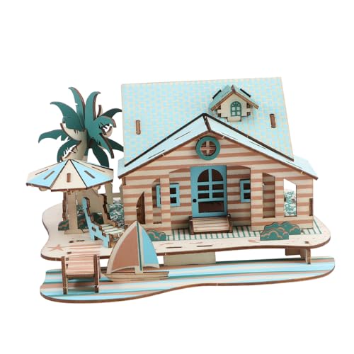 Abaodam 木の 3d puzzle パズルのおもちゃ 子供の 3 d パズル 立体 アダクトのおもちゃ 子供の 木の家の 知育木製 竹 Blue