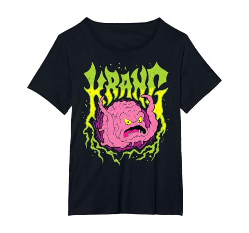 TMNT Heavy Metal Krang Retro Cartoon T-Shirt, Women's Plus, Black, 2X
