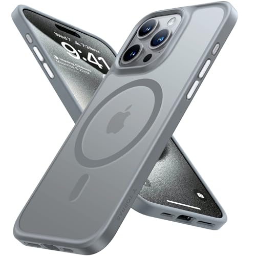 TORRAS Magnetic Shockproof Compatible with iPhone 15 Pro Case, [Military-Grade Drop Tested] [Compatible with MagSafe] Translucent Slim Protective, PC