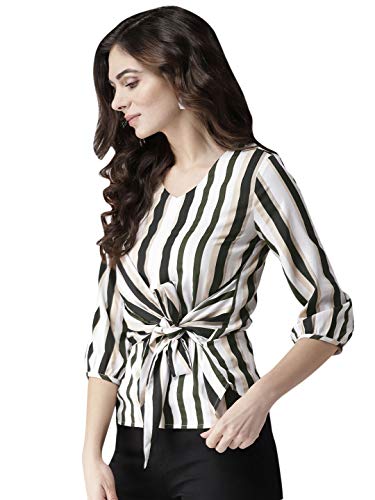 Image of Style Quotient Women Off-White & Black Striped Top
