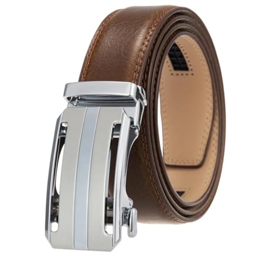 Men's 3.5Cm Wide Leather Belt With Ratchet Buckle For Formal And Casual Wear Aaaa 120cm2