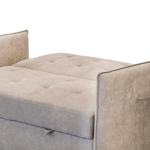 duehome | Sofa Cama, Sofa 3 Posiciones, Asiento de Descanso, Modelo Nasya, Acabado en Tejido Color Beige, Medidas: 135 cm (Largo) x 65-96 cm (Alto) x 87-183 cm (Fondo) - imagen 8