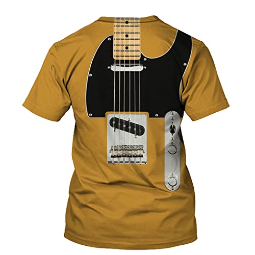 T-shirt d'été homme guitare artistique 3D : le confort d'une coupe ample décontractée 4XL