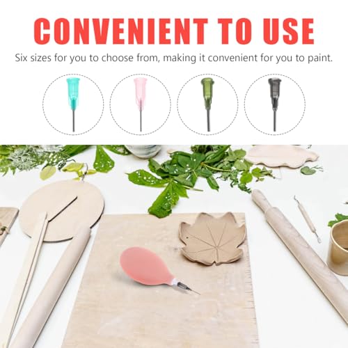 DIYEAH Precision Pottery Glaze Applicator Set Fine Tip Squeeze Bottles for Accurate Slip Trailing and Glazing Pottery Tools for Artists and Ceramic Projects Pink Small Ball