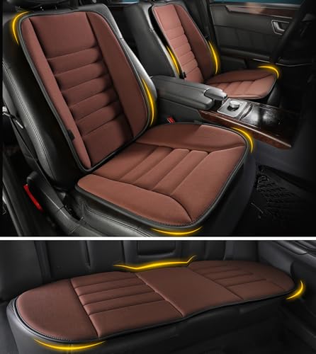 Image of kingphenix 5-Piece Car Seat Cushion Set with Back Support | Full Back Support Pillow and Seat Cushion for Long Driving, Road Trips, Truck, Van, SUV, Brown