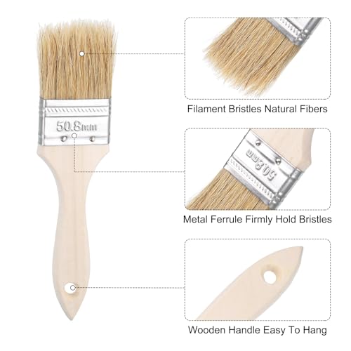 QUARKZMAN 24Pcs Pinsel 2 Breite Naturborsten Flachpinsel mit Holzgriff für Wand, Schränke, Zäune