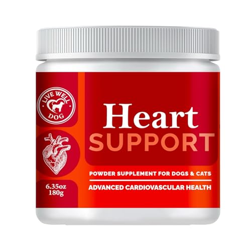 Live Well Dog Heart Health Powder Topper for Dogs and Cats Taurine, L-Carnitine, Hawthorn...