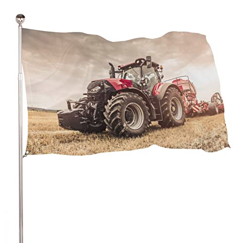NIBABAEU Dekorative Gartenflagge, Hof-Banner, roter Traktor-Saatdruck, für alle Jahreszeiten, Urlaub, Willkommenshof, Flagge, Rasendekoration, 60 x 90 cm