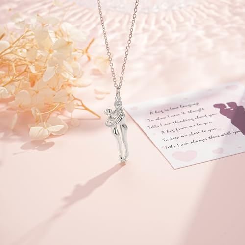 ReBest 925 Sterling Silver Hug Couple Necklace for Women Men Couples Jewelry Rose Gold — view 2