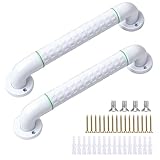 Dntorx 16 Inch Grab Bars for Shower and Bathtubs, 2 Pack Luminous Anti Slip Shower Grab Bars for Seniors Handle Elderly Bed, Toilet, Wall(White)