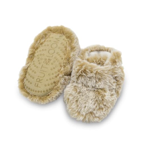 Chaussons bébé 6-12 mois avec semelle antidérapante chaude caramel