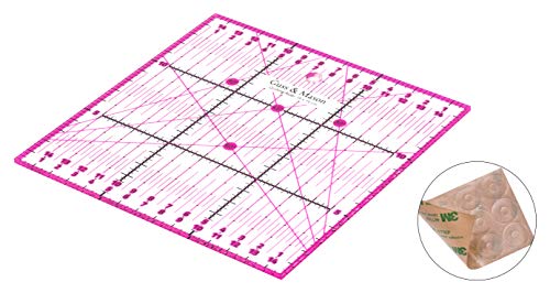 Guss & Mason règle Patchwork 15 x 15 cm avec Autocollants antidérapants offerts. Règle Couture Universelle Transparente avec Graduations en cm et indications d'angles