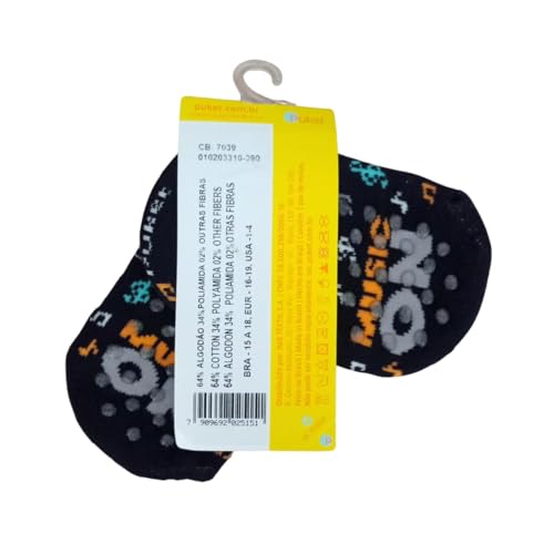 Meia Sapatilha Infantil Preto Antiderrapante Coala Puket Cor:Preto;Tamanho:15-18;Genero:Masculino