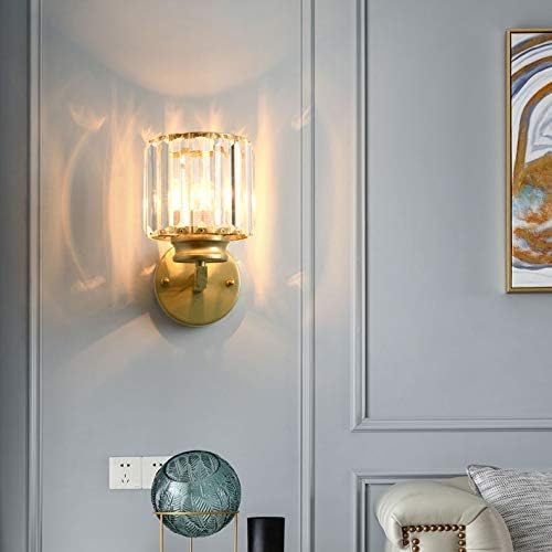 LED Wall Sconces Surfaced Mount Hotel Bedroom Bedside Reading Light Fixture E27 Bulb Replaceable Crystal Gold