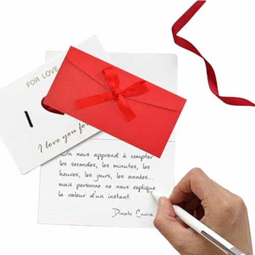 Dekorative Geschenkumschläge mit Schleife, 22 x 11 cm, 6 Farben, 12 Stück