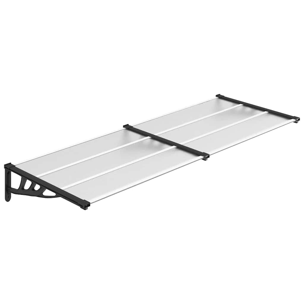 vidaXL Marquesina de Puerta, Toldo para Porche Ventana, Refugio de Lluvia Nieve, Marquesina Exterior, Policarbonato Negro y Transparente 239x90 cm
