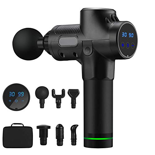 Preisvergleich Produktbild Massagepistole Deep Tissue Percussion Muskelmassagegerät zur Schmerzlinderung 30 Geschwindigkeiten LCD-Touch-Display Faszienpistole Elektrisches Körpermassagegerät-Schwarz_UK Plug