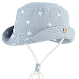 Allence Baby Hut Kinder Mütze Unisex Mädchen Jungen Baumwolle Sonnenhut Kids Mütze Sommer Kappe UV Schutz Stern Drucken Muster Sonnenschutz Babymütze Blau - Größe Wählbar