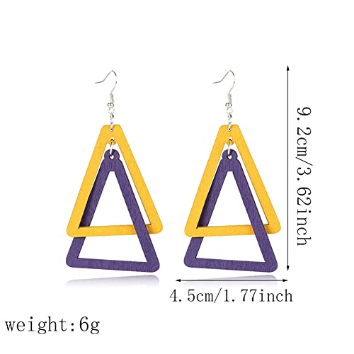 ANXIN Boho Personality Retro Tassel Rectangular Wooden Contrasting colors Earrings Chic Green Temperament Geometric Earrings Jewelry Gifts For Women2